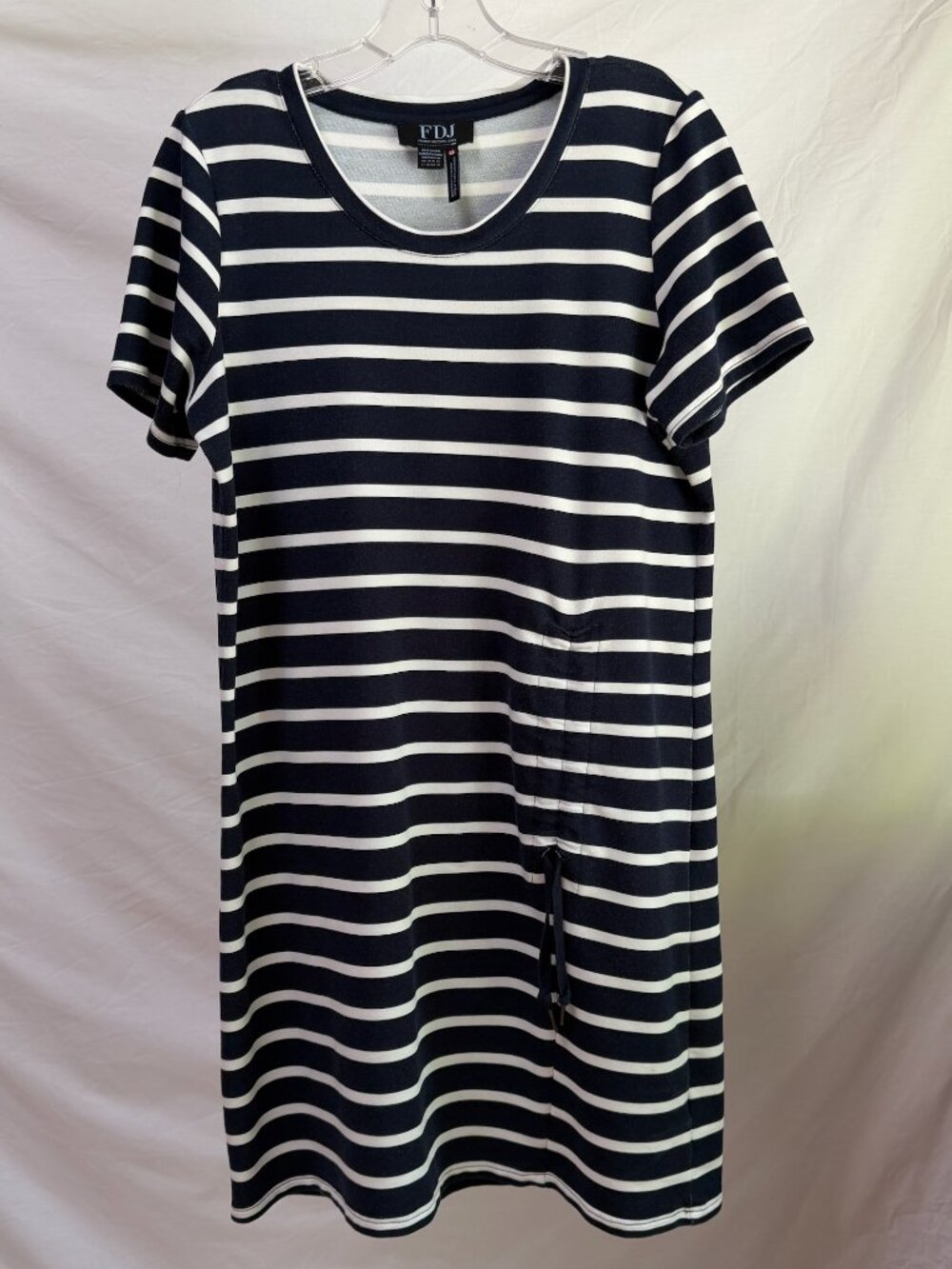 FDJ Navy & White Striped Mini Knit Dress Size Medium